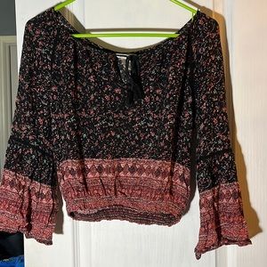 Forever 21 Floral Long-sleeve Blouse Size: Small
